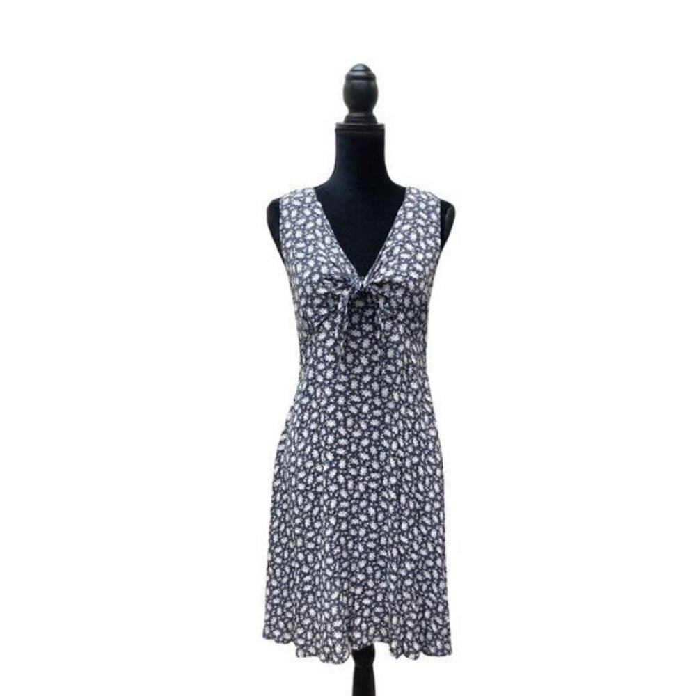 Maxou Front Tie Floral Sleeveless Vintage Dress | Medium